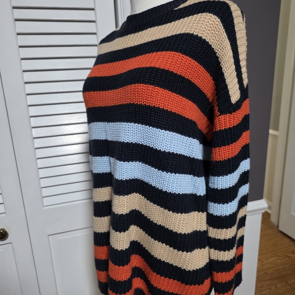 Striped Knit Sweater in Black, Orange, and Blue - Picture 3 of 5